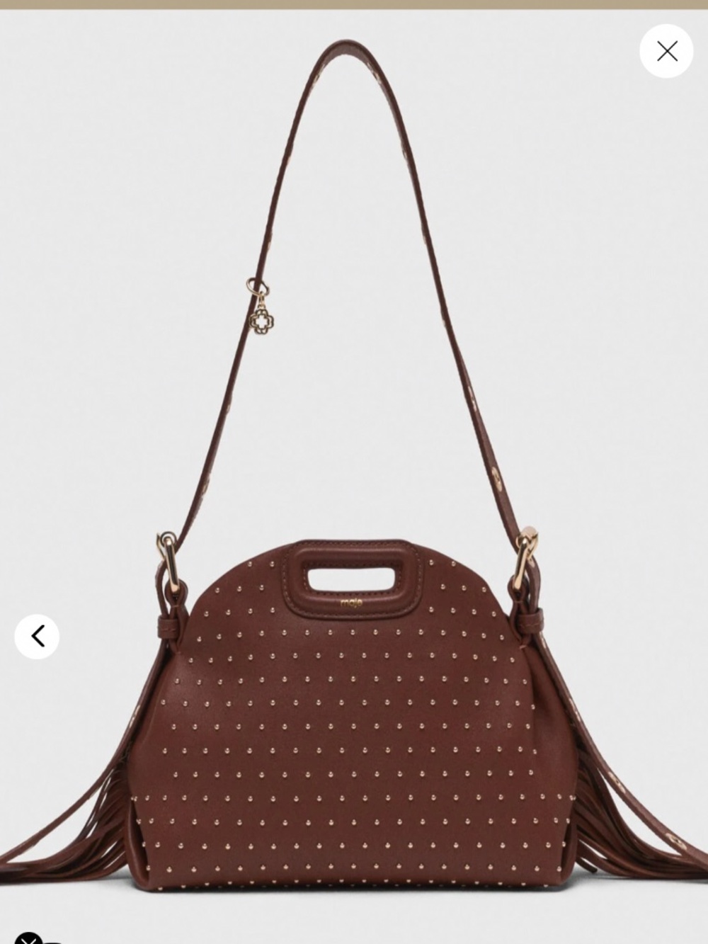 Maje Miss M Mini Brown Leather Studded Cross-body Bag - NWT